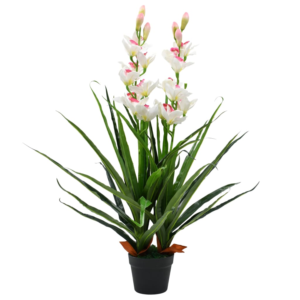 Künstliche Cymbidium-Orchideenpflanze mit Topf 100 cm grün