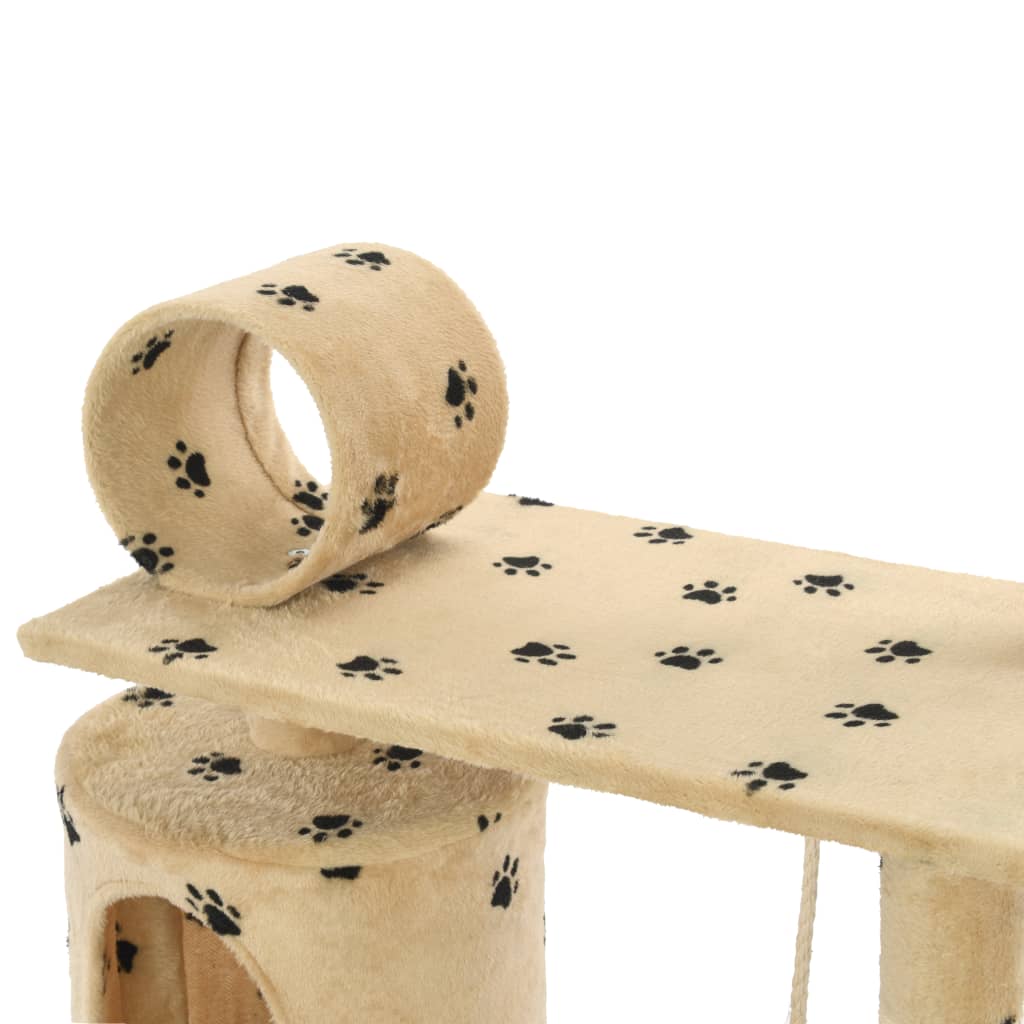 Arbre à chat avec griffoir en sisal 140cm Beige Motif de pattes