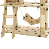 Arbre à chat avec griffoir en sisal 140cm Beige Motif de pattes