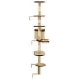 Arbre à chat en sisal Montage mural 194 cm Beige et marron