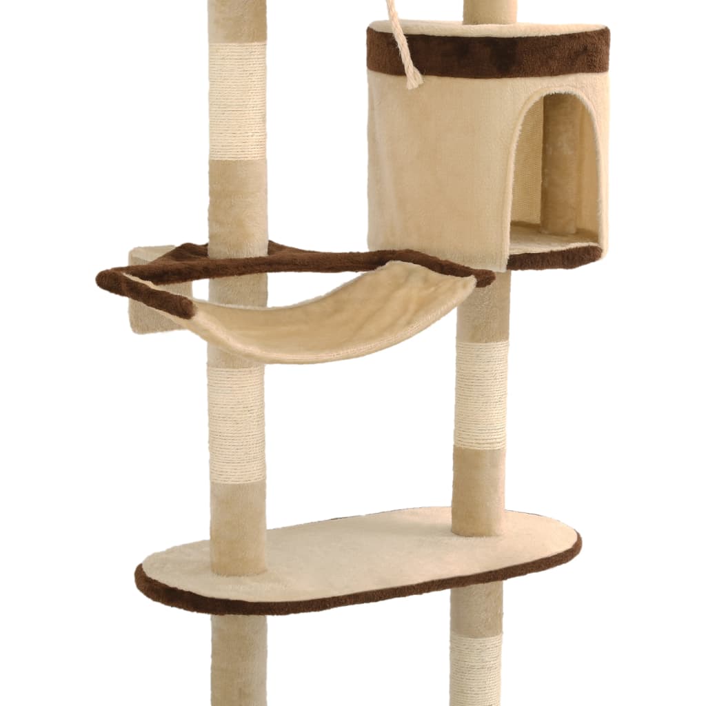 Arbre à chat en sisal Montage mural 194 cm Beige et marron