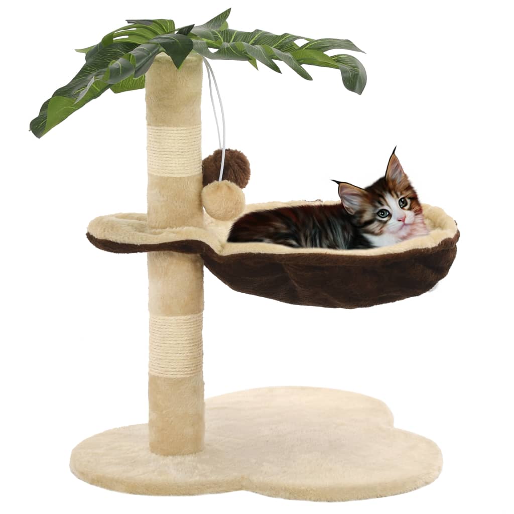 Arbre à chat avec griffoir en sisal 50 cm Beige et Marron