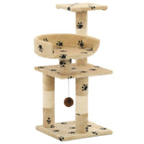 Arbre à chat et griffoirs en sisal 65 cm Beige Motif de pattes