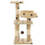 Arbre à chat et griffoirs en sisal 65 cm Beige Motif de pattes