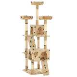 Arbre à chat et griffoirs en sisal 170 cm Beige Motif de pattes