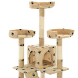 Arbre à chat et griffoirs en sisal 170 cm Beige Motif de pattes