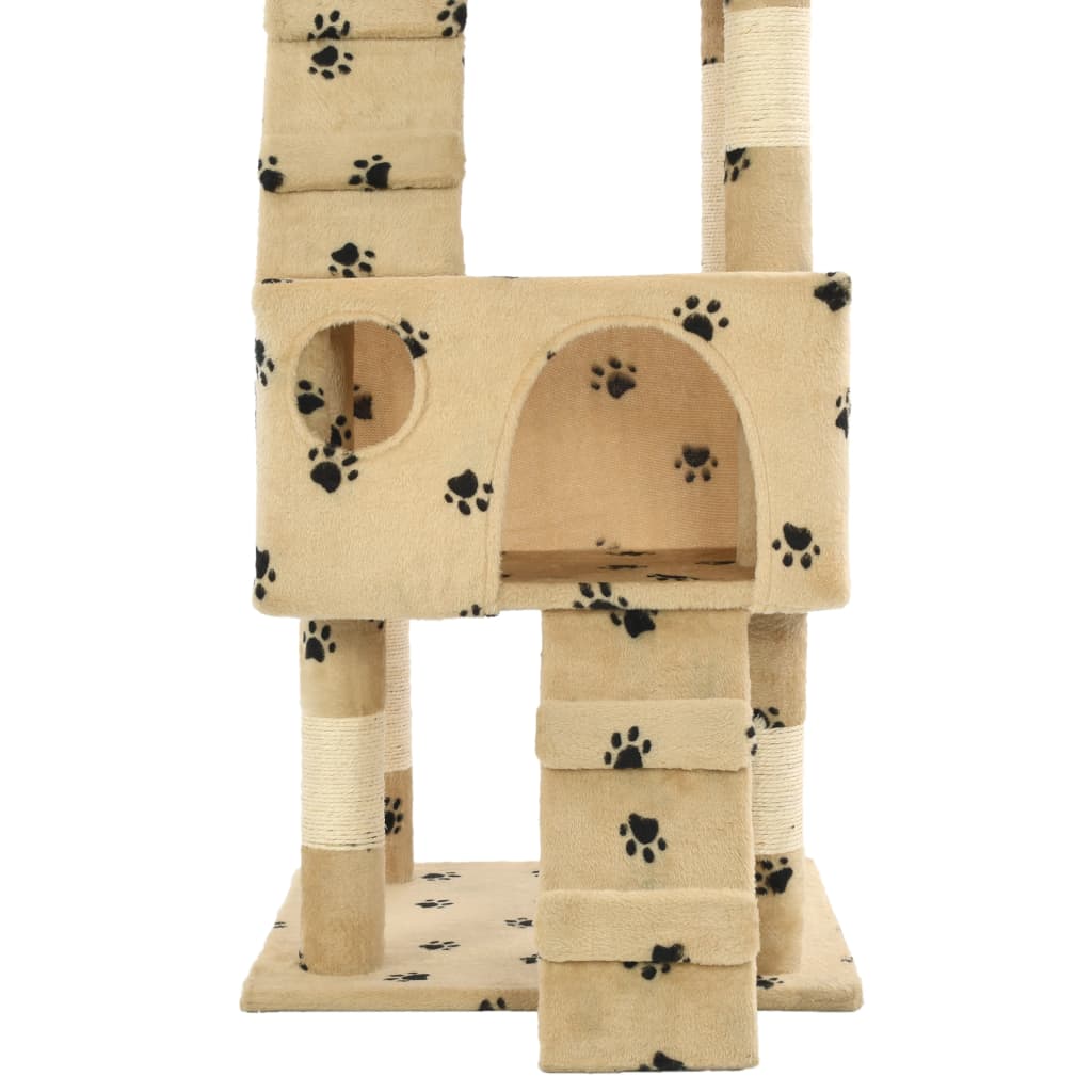 Arbre à chat et griffoirs en sisal 170 cm Beige Motif de pattes