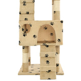 Arbre à chat et griffoirs en sisal 170 cm Beige Motif de pattes