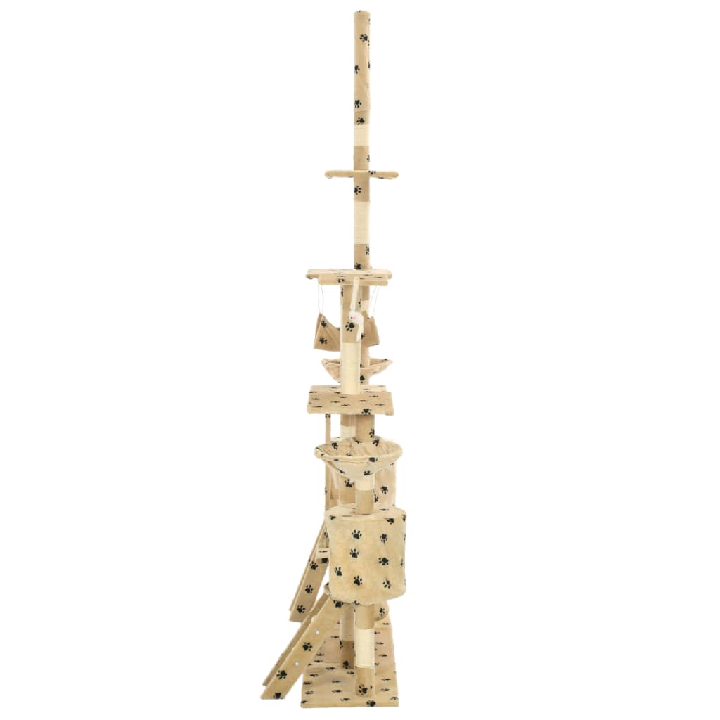 Arbre à chat et griffoirs 230-250 cm Empreintes de pattes Beige