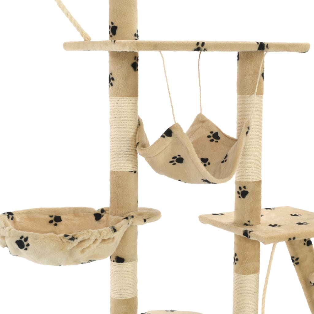 Arbre à chat et griffoirs 230-250 cm Empreintes de pattes Beige