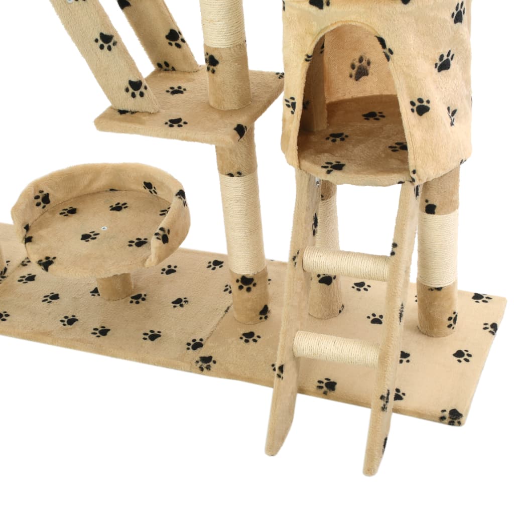 Arbre à chat et griffoirs 230-250 cm Empreintes de pattes Beige