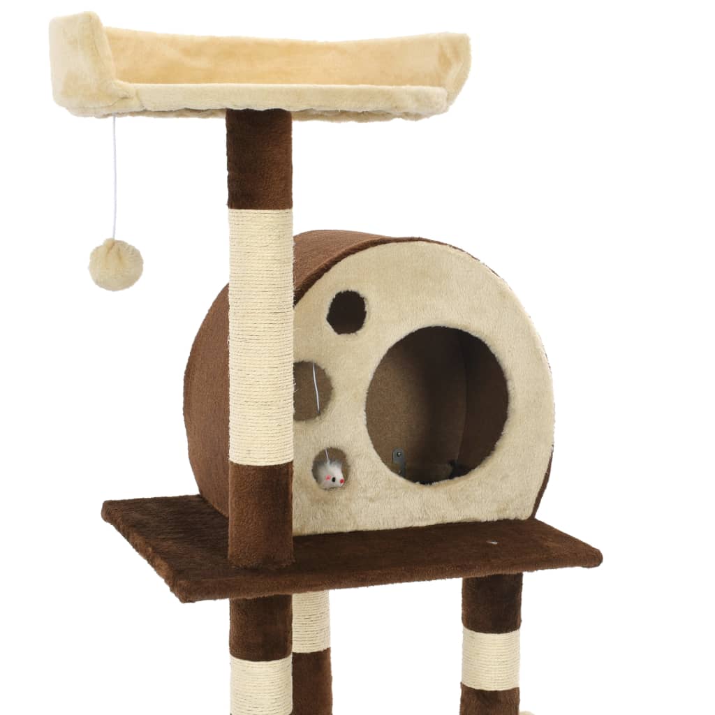 Arbre à chat avec griffoirs en sisal 127 cm Beige et marron