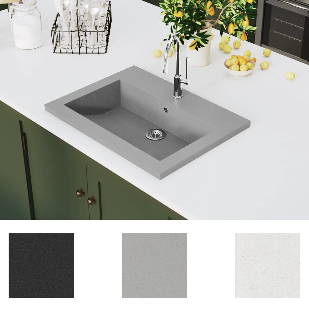 Lavabo en granit 600 x 450 x 120 mm Gris