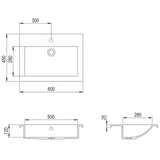 Lavabo en granit 600 x 450 x 120 mm Blanc