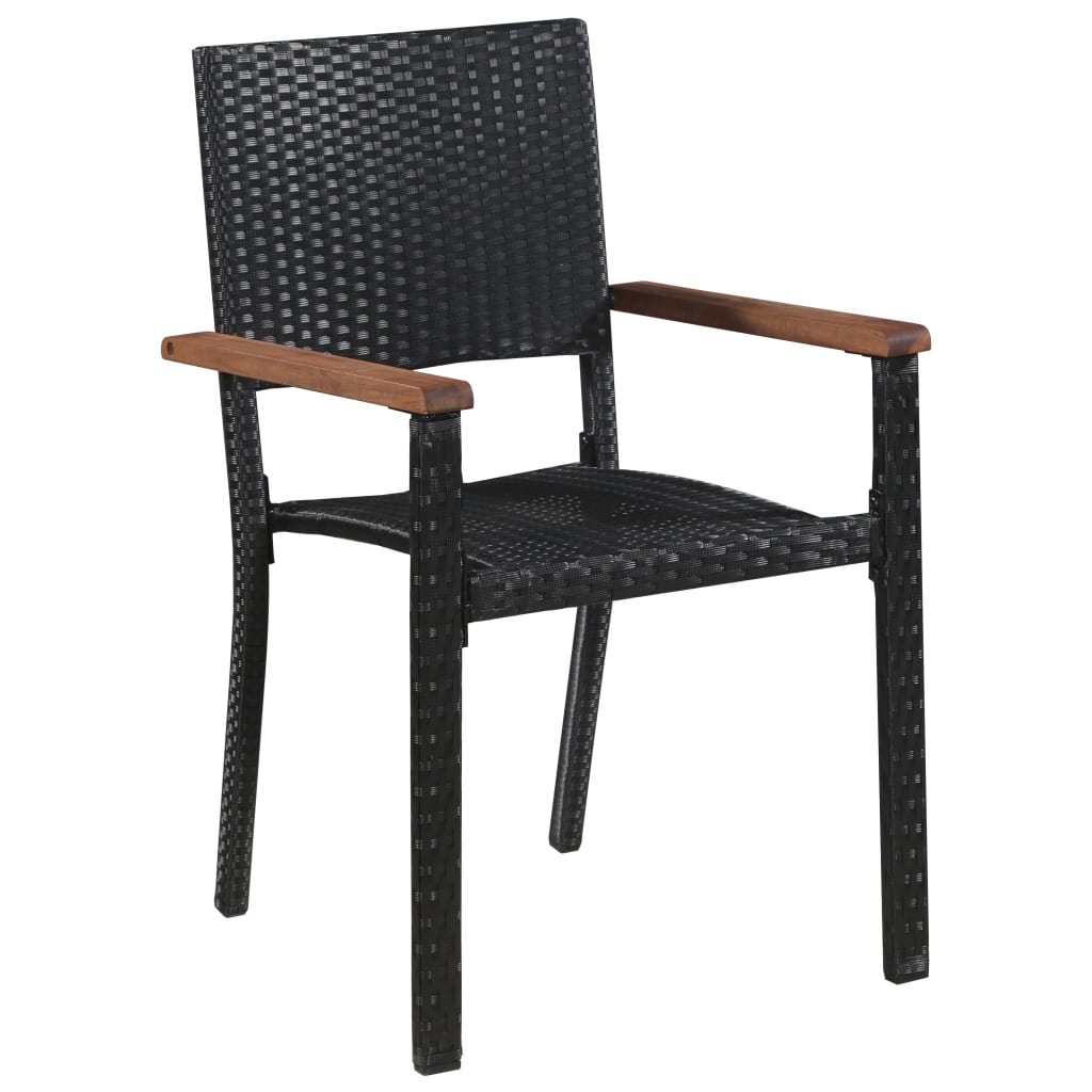 Ensemble à manger d'extérieur 7pcs Résine tressée acacia Noir