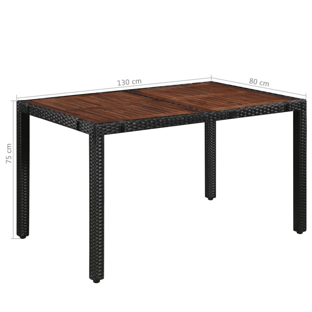 Ensemble à manger d'extérieur 7pcs Résine tressée acacia Noir