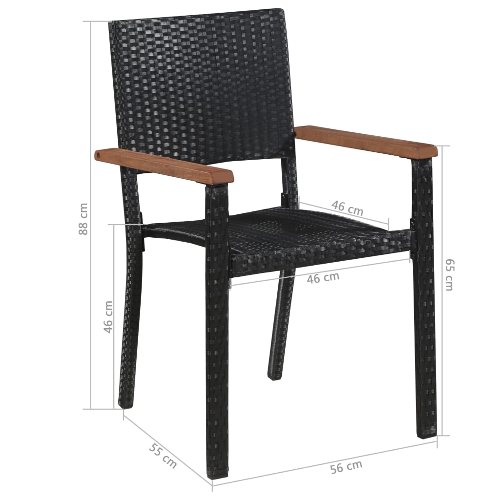 Ensemble à manger d'extérieur 7pcs Résine tressée acacia Noir