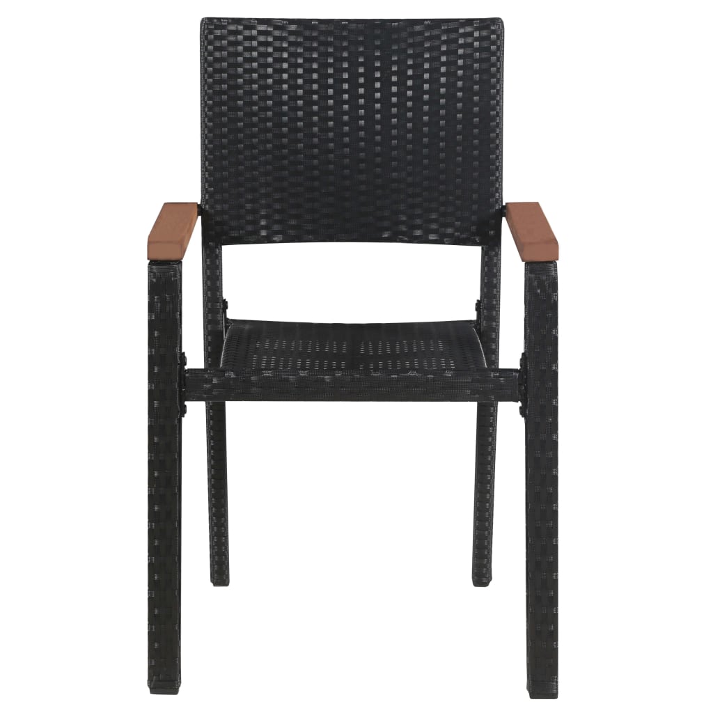 Chaise d'extérieur lot de 2 Résine tressée Noir