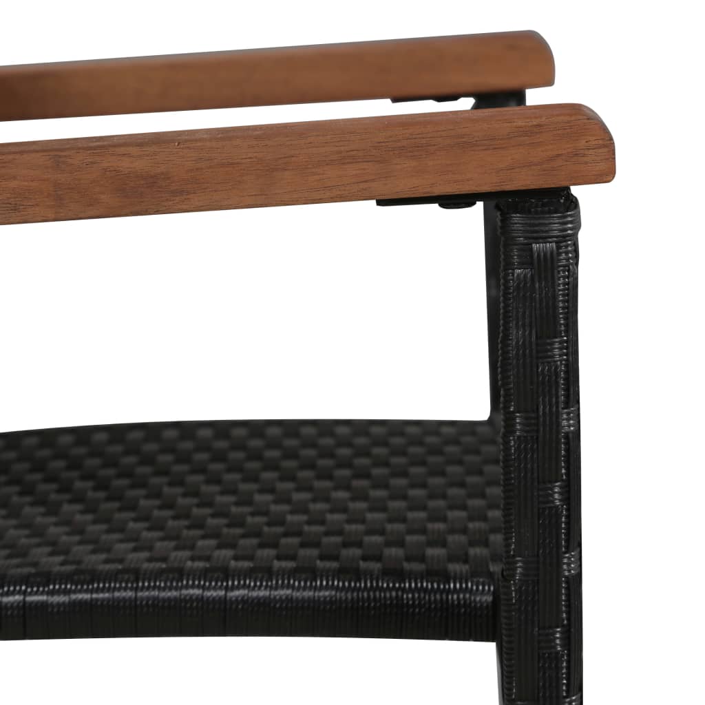 Chaise d'extérieur lot de 2 Résine tressée Noir