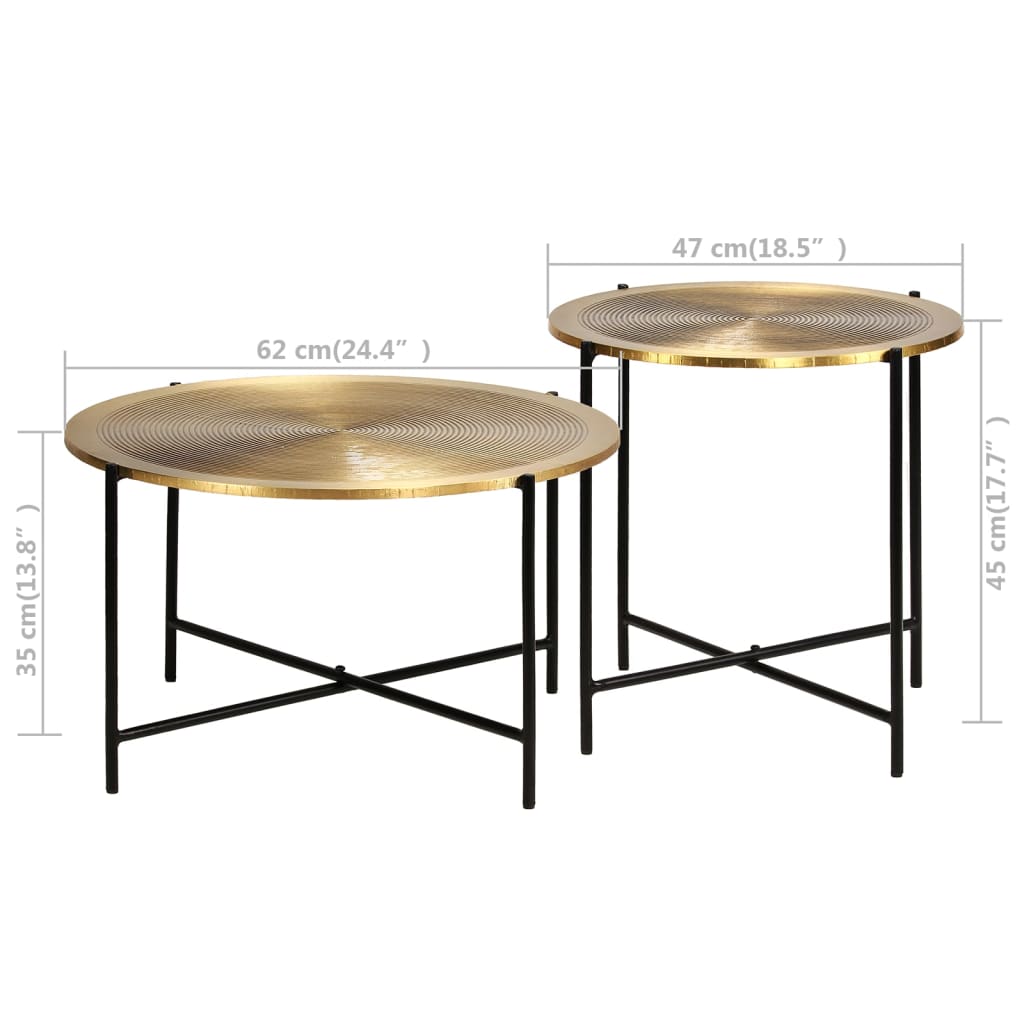 Ensemble de tables 2 pcs MDF recouvert de laiton