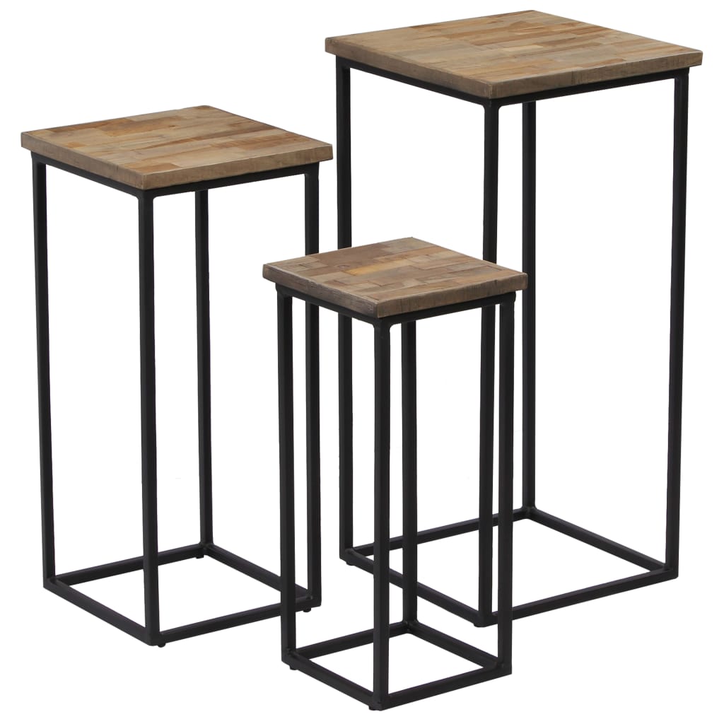 Ensemble de tables pour plante 3 pcs Teck recyclé