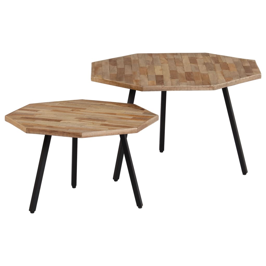 Ensemble de table basse 2 pcs Hexagonal Teck recyclé