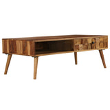 Couchtisch aus Massivholz mit Honig-Finish, 110 x 50 x 37 cm