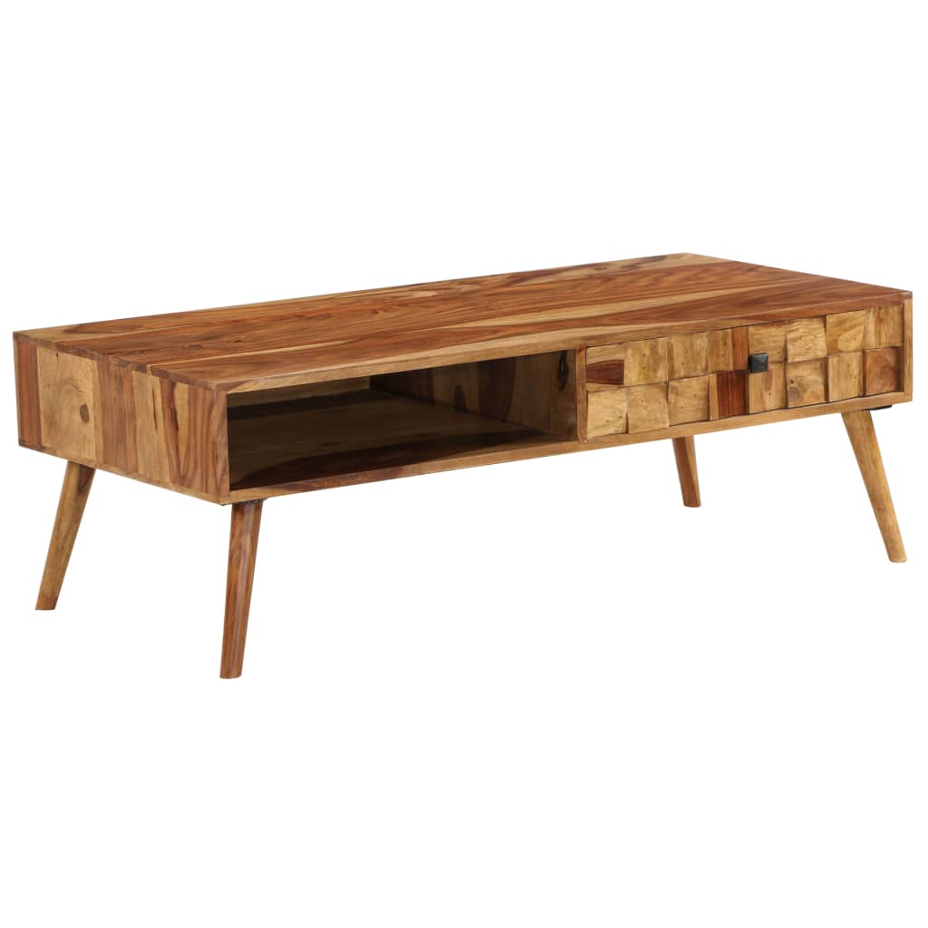 Couchtisch aus Massivholz mit Honig-Finish, 110 x 50 x 37 cm