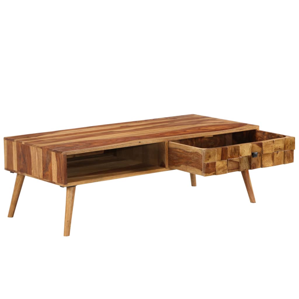 Couchtisch aus Massivholz mit Honig-Finish, 110 x 50 x 37 cm