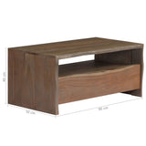 Table basse Acacia massif Bord assorti 90x50x40 cm Gris