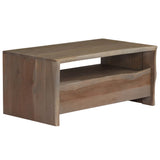 Table basse Acacia massif Bord assorti 90x50x40 cm Gris