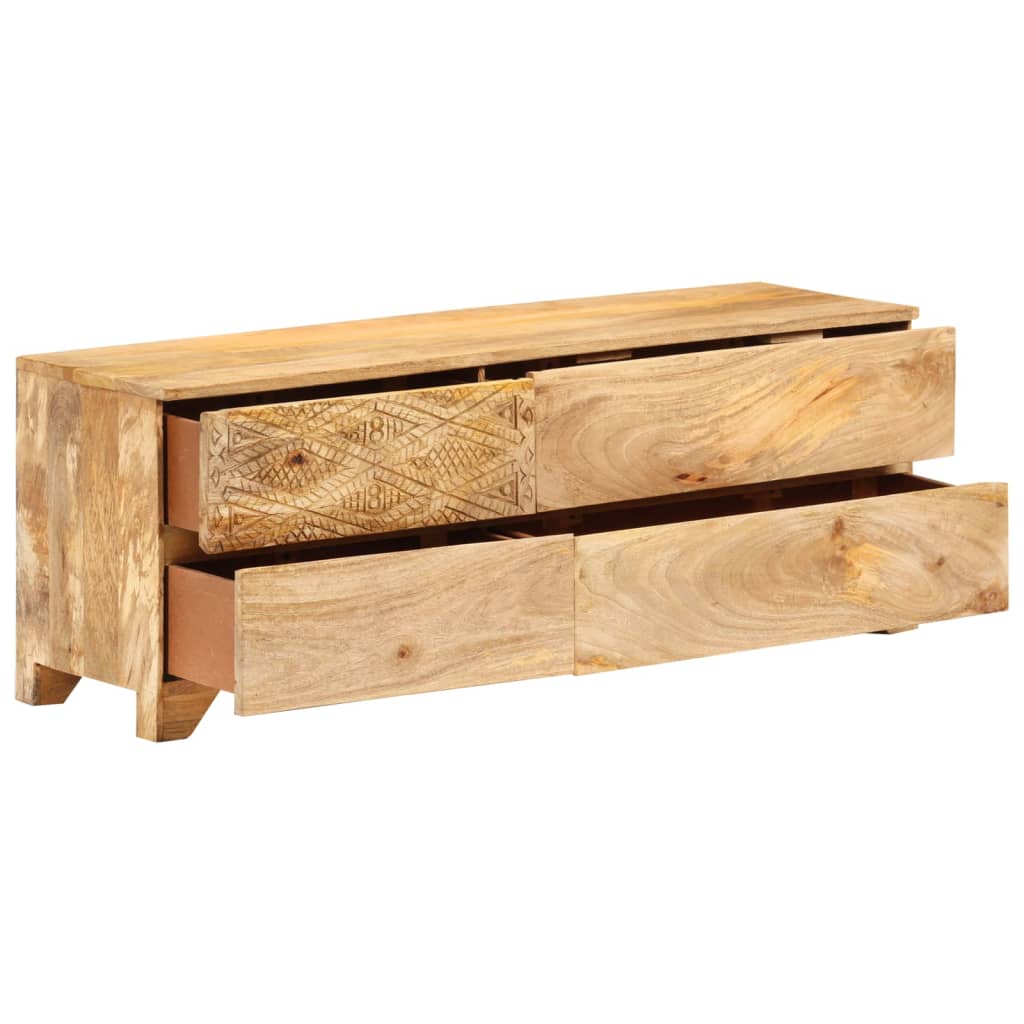 Meuble TV Bois de manguier solide 110x30x40 cm