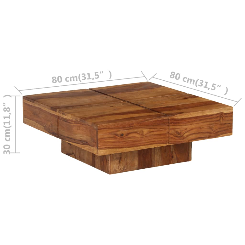 Table basse 80x80x30 cm bois d'acacia massif