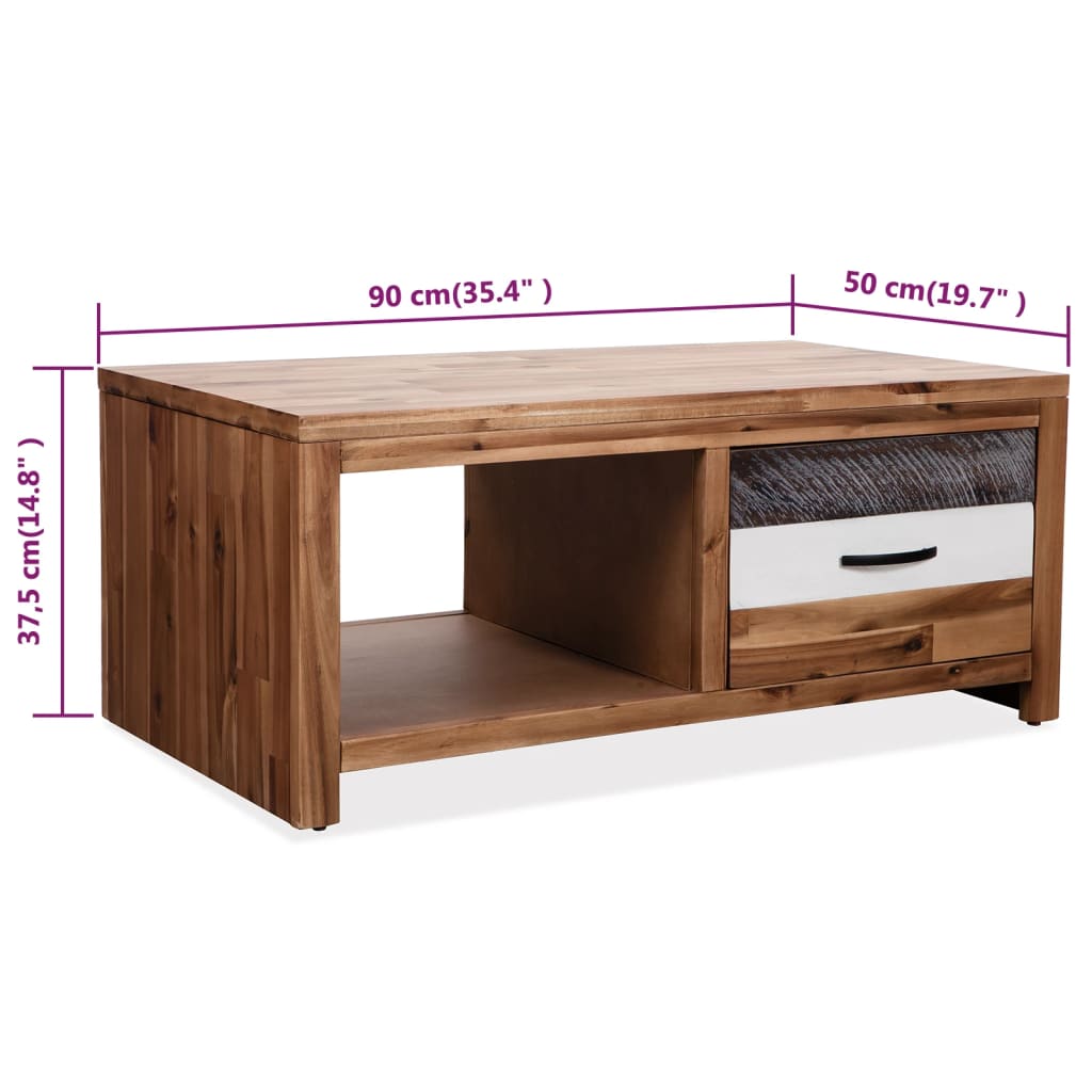 Table basse Bois d'acacia massif 90x50x37,5 cm