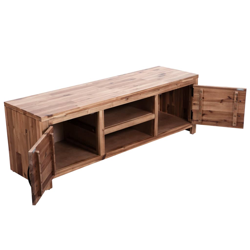 Solid acacia wood TV cabinet 120 x 35 x 40 cm