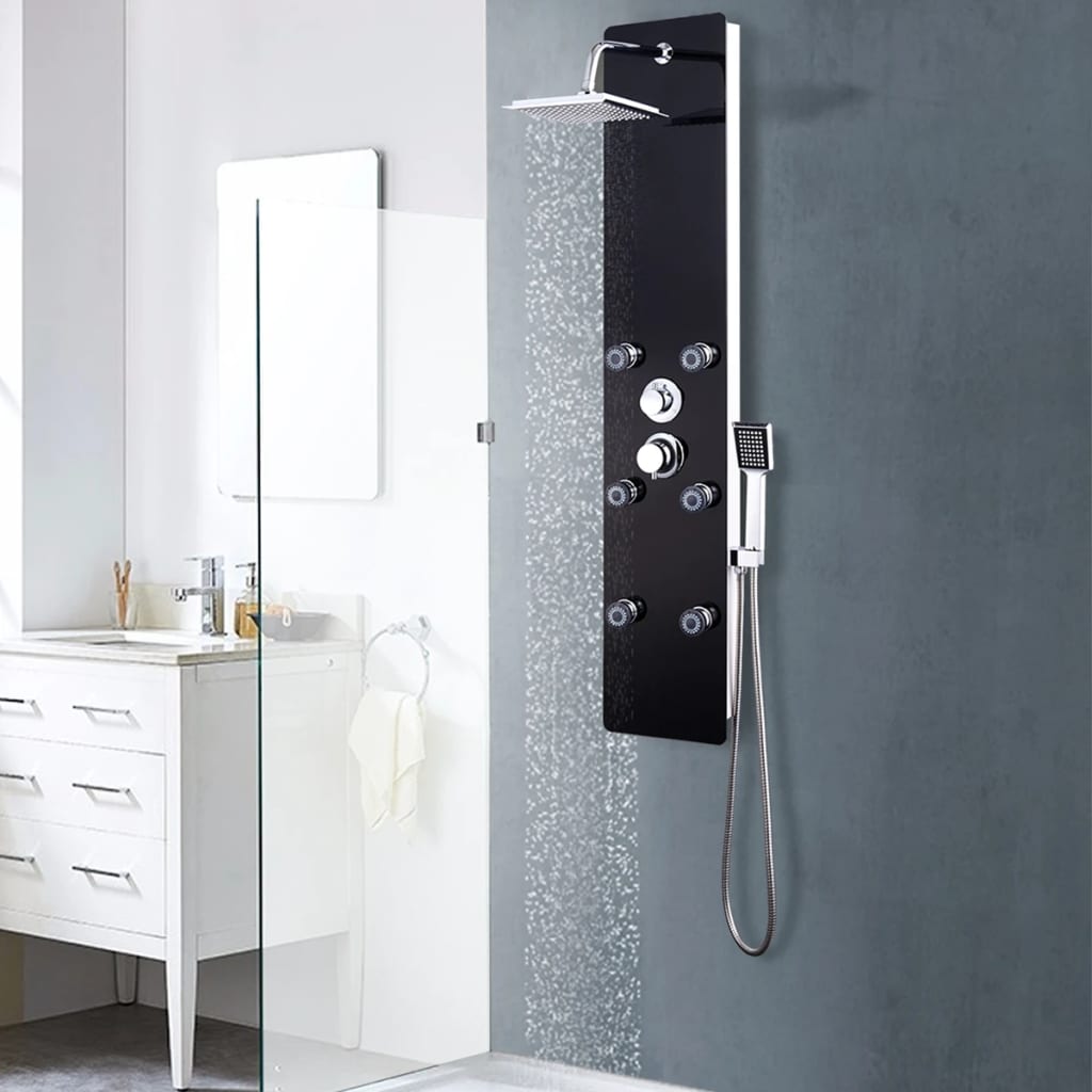 Shower panel Glass 25 x 44.6 x 130 cm Black