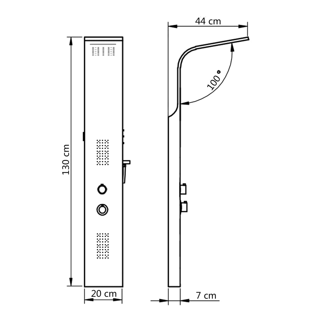 Panneau de douche aluminium 20x44x130 cm blanc