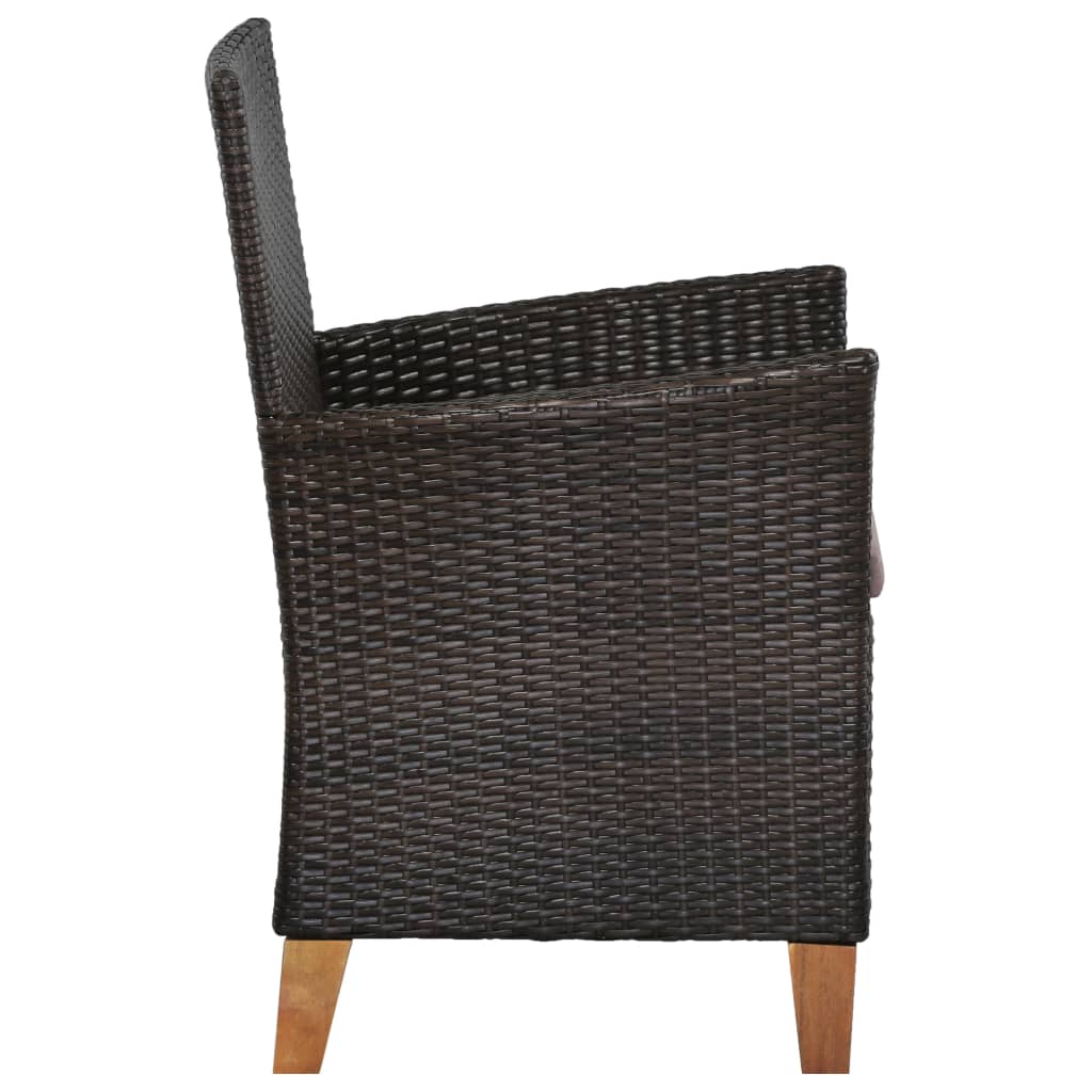 Chaises d'extérieur et coussins lot de 2 Résine tressée Marron