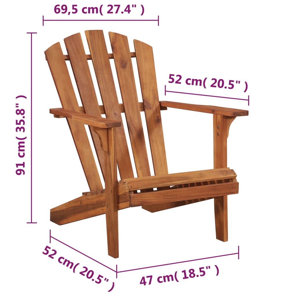 Adirondack Garden Chair Solid Acacia Wood