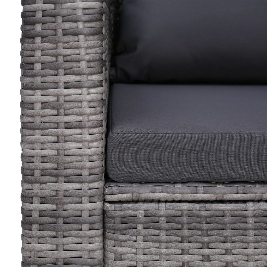 Chaise de jardin avec coussin et oreiller Résine tressée Gris