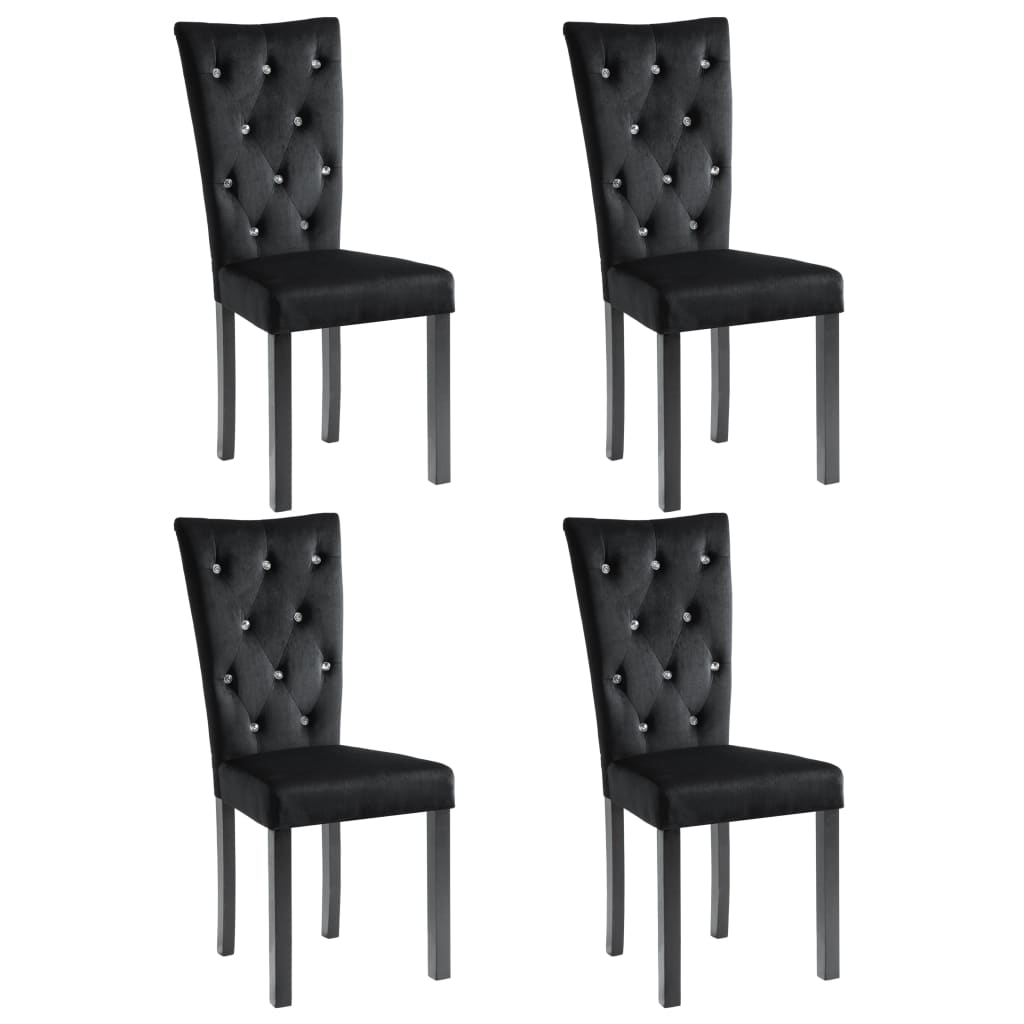 Chaises à manger lot de 4 Noir Velours