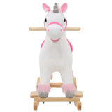 Licorne à bascule Peluche 65x32x58 cm Blanc et rose