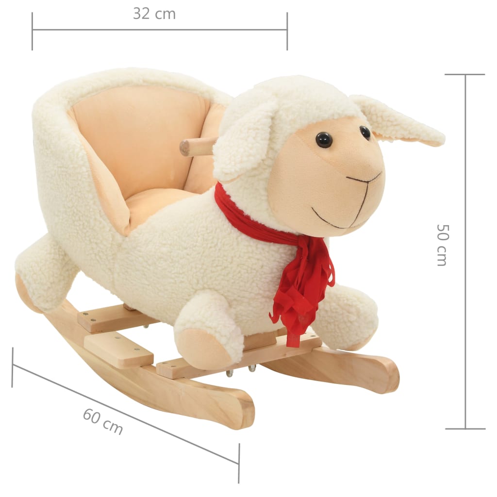 Mouton à bascule avec dossier Peluche 60x32x50 cm Blanc