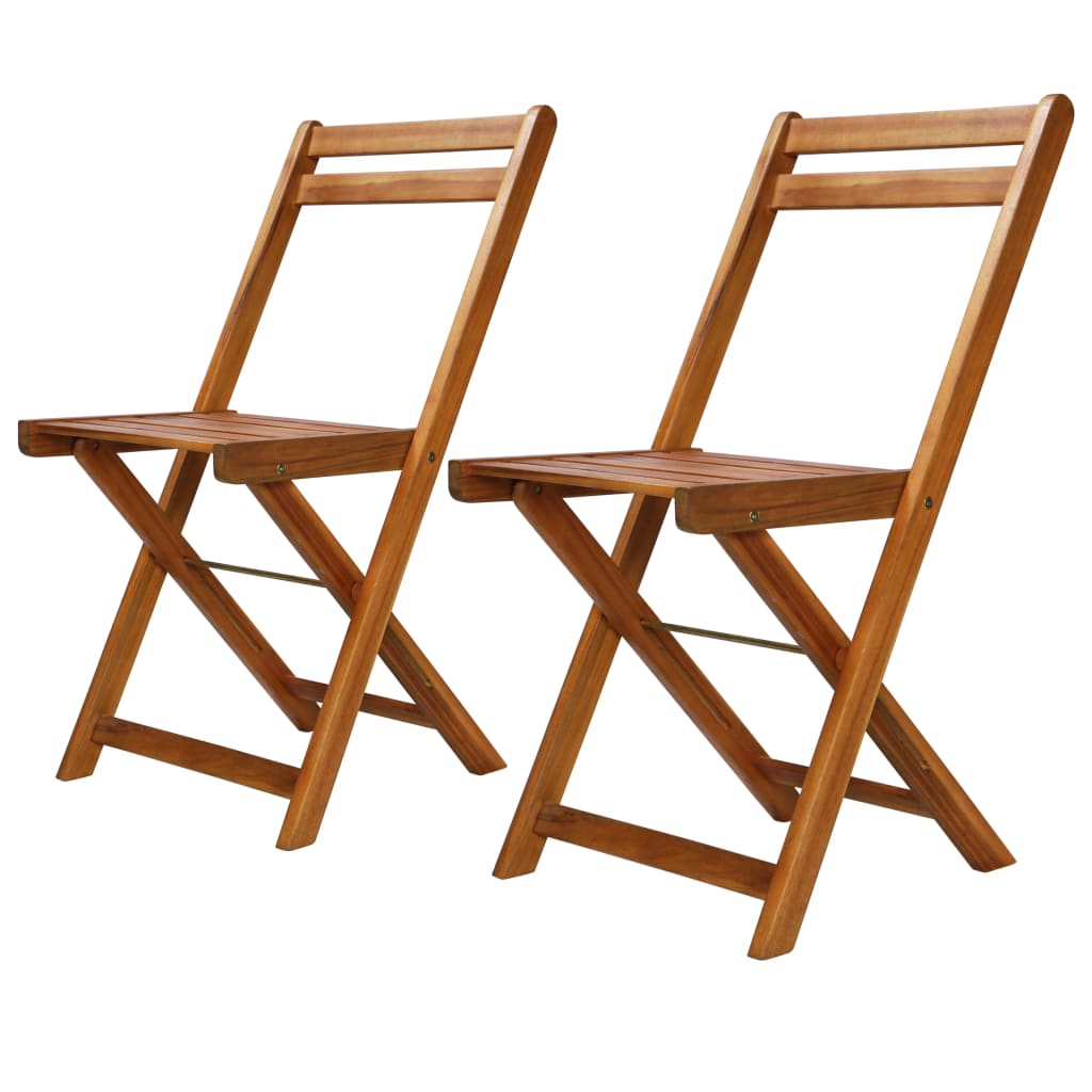 Outdoor Bistro Chairs Set of 2 Solid Acacia Wood