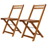 Outdoor Bistro Chairs Set of 2 Solid Acacia Wood