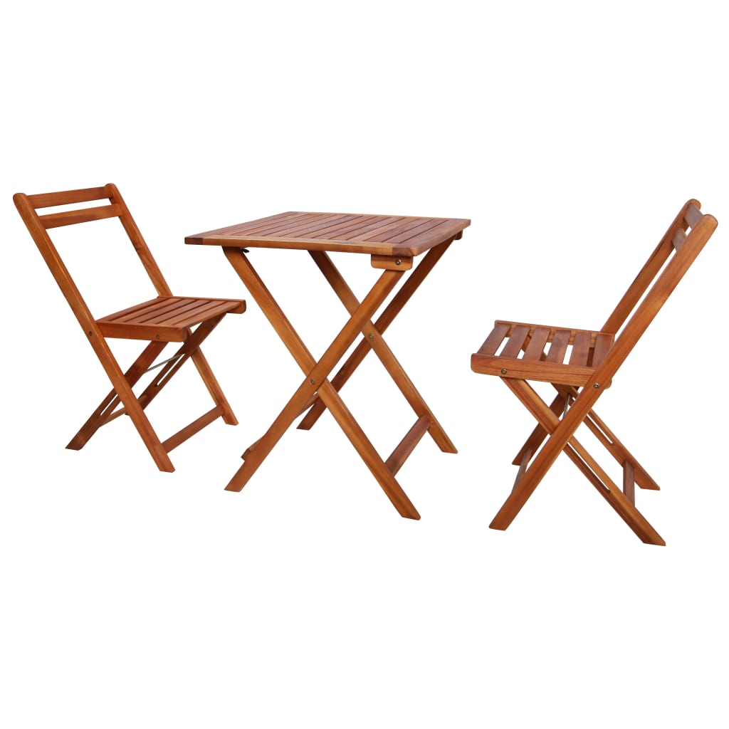 3 pcs Folding Bistro Set Solid Acacia Wood