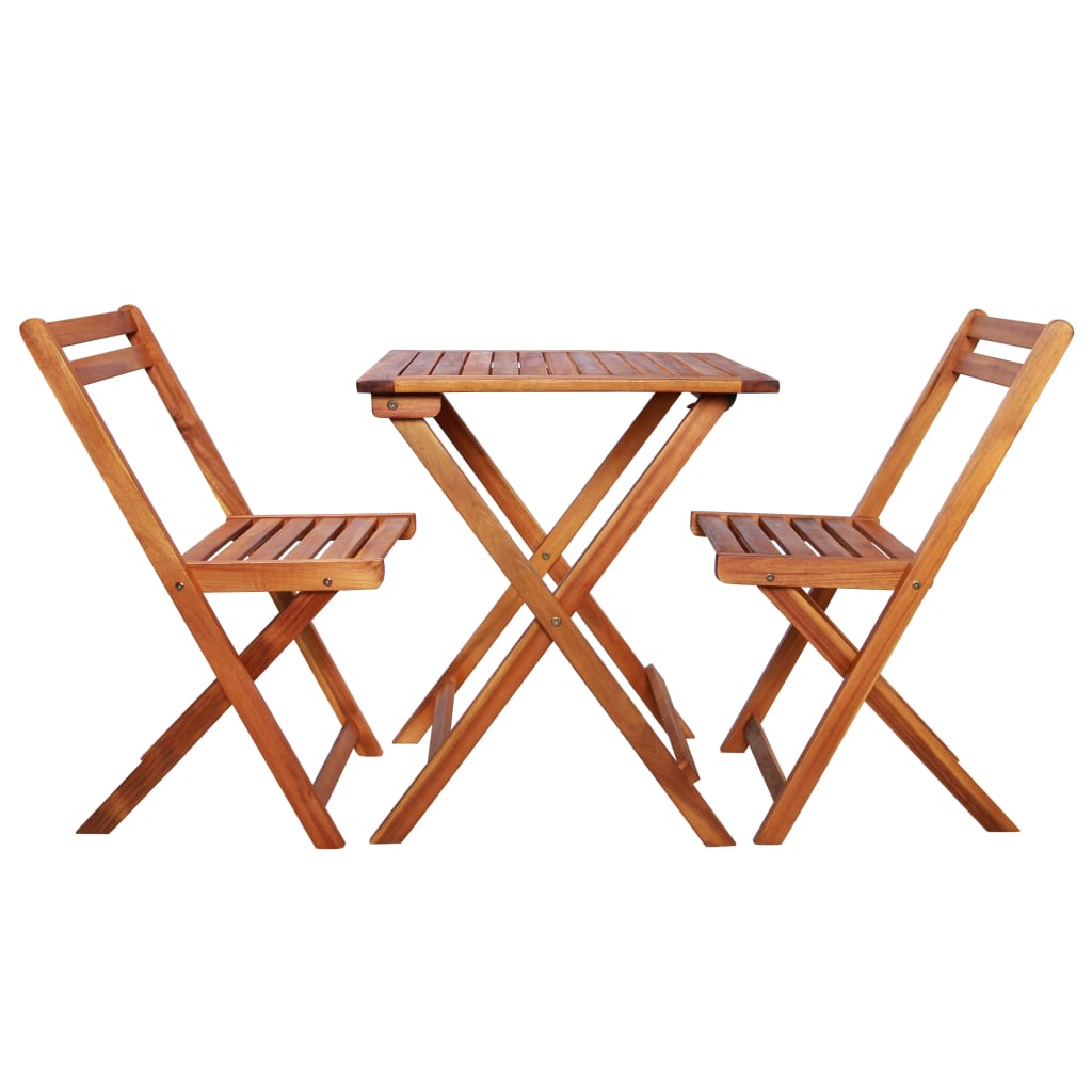 3 pcs Folding Bistro Set Solid Acacia Wood