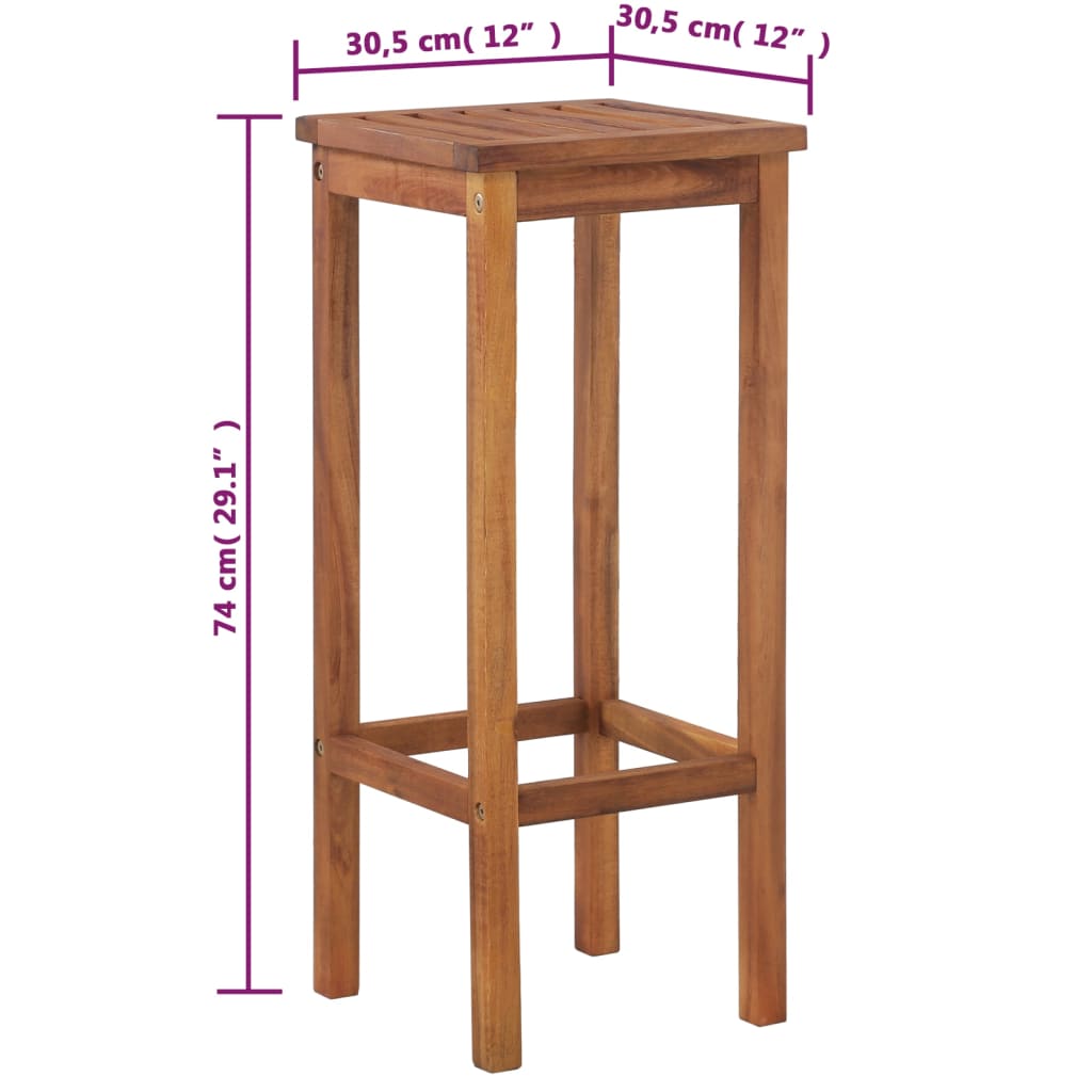 Tabourets de bar lot de 2 bois d'acacia massif