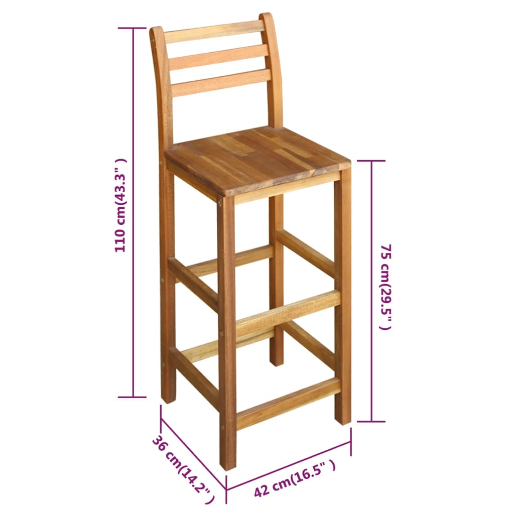 Barhocker 2er-Set aus massivem Akazienholz