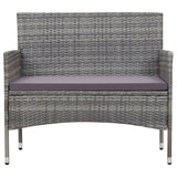 Banc de jardin 105 cm Résine tressée Gris